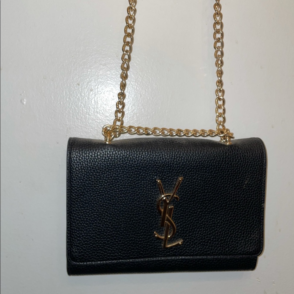 Black and gold crossbody bag
